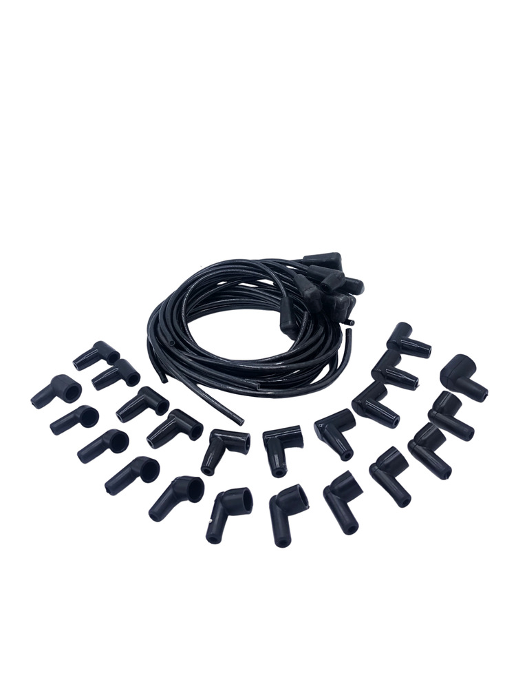 Detail: Chevy Parts » Spark Plug Wires - Vintage. 7mm, 90 Degree Boots.  Universal, Black Clo