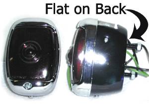 Tail Light Assembly With Script Glass Lens, Left Side. Black Housing With License Light Photo Main