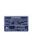 Chevrolet Parts -  Decal - Air Cleaner, Dry