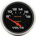  Parts -  Instrument Gauges - Auto Meter Pro Comp Series 2-5/8" Voltage Gauge. Electric 8-18 Volts, Short Sweep