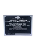 Chevrolet Parts -  Data Plate (Metal) Door Post, 1/2 Ton