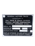 GMC Parts -  Data Plate (Metal) Door Post, 1/2 Ton GMC 