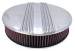  Parts -  Air Cleaner, Polished Aluminum 14" X 3" Round -Finned, Washable Element and Dominator Base