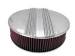  Parts -  Air Cleaner, Polished Aluminum 14" X 4" Round -Finned, Washable Element and Hi-Lip Base