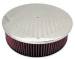  Parts -  Air Cleaner, Polished Aluminum 14" X 4" Round -Ball Milled, Washable Element and Dominator Base