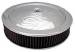  Parts -  Air Cleaner, Chrome 14" X 3" With "Flames" -Washable Element and Off-Set Base