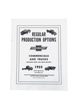 Chevrolet Parts -  Option Booklet - (RPO) Regular Production Options