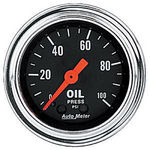  Parts -  Instrument Gauges - Auto Meter Traditional Chrome Series 2-1/16" Oil Pressure Gauge. Mechanical 0-100 Psi., Full Sweep