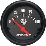  Parts -  Instrument Gauges - Auto Meter Z Series 2-1/16" Oil Pressure Gauge. Electric 0-100 Ohm, Short Sweep